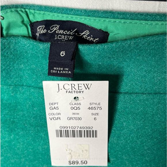 J.Crew Factory Women's The Pencil Skirt Green Size 6 NWT - Picture 2 of 4